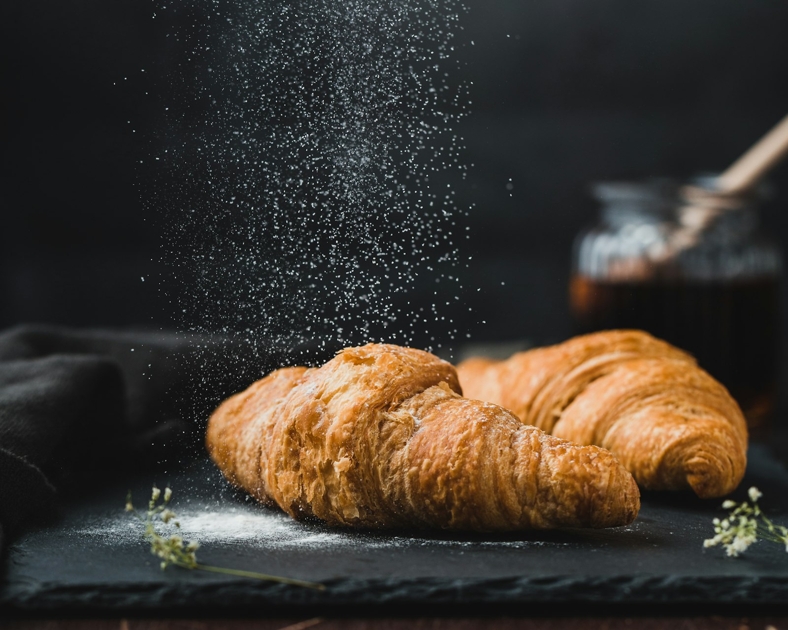 Croissants dusted with powdered sugar